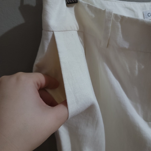 Calvin Klein NWT Timeless Off-White High-Rise Wide-Leg Linen Dress Pants SIZE 8 - Picture 8 of 12